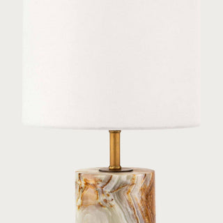 Modern jade stone table lamp with cylindrical base and brass accents, Home Decor, Third & Main, Luxury Decor, Luxury Lighting, Contemporary Decor, Fall Decor