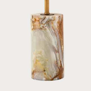 Modern jade stone table lamp with cylindrical base and brass accents, Home Decor, Third & Main, Luxury Decor, Luxury Lighting, Contemporary Decor, Fall Decor