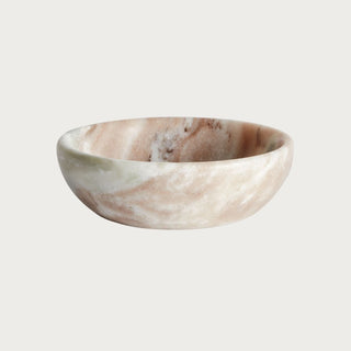 6" D Small marble bowl with organic beige, cream, and blush veining – versatile decorative stone bowl for serving, catchall, or accent decor. Home Decor, Third and Main, Contemporary Decor, Luxury Decor, Fall Decor