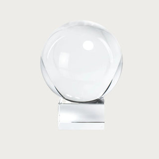 Large clear crystal orb on square base 