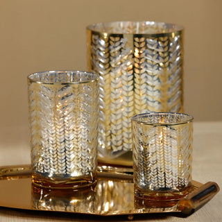 metallic gold hurricane candle holder, etched glass candle holder, gold candle hurricanes, winter home decor, modern farmhouse candlelight accents, three sizes available, Third & main Home Decor, Holiday Decor, Candle Holders, Modern Farmhouse Decor, Contemporary Decor, Luxury Decor, Luxury Living