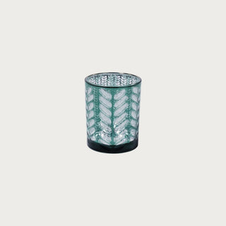 Bring organic sophistication to your space with this metallic green laser-etched hurricane candle holder—where nature meets modern elegance. Third & Main, Home Decor, Holiday Decor, Winter Decor