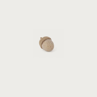 2 Inch Light Brown Felt Acorn with a brown knitted-style cap, soft textured body, and warm neutral color for fall shelf, bowl, or tray styling.