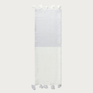 Light Grey Color Block Linen Blanket with Tassels, Home Decor, Third & Main