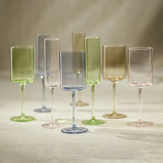 Set of 6 Light Yellow Champagne Flutes, Third & Main, Home Decor, Kitchen and Dining, Celebration Glasses, Barware, Luxury Barware, Entertaining, Luxury Decor, Luxury Decor, Elevated Drink-ware, Modern Farmhouse Decor, Modern Trational Decor, Contemporary Decor