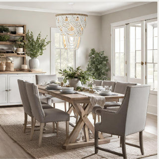 Lorelei Wood Bead Chandelier, Home Decor, Lighting, Third & Main, Lights, Statement Lighting, Wooden, White, Cream