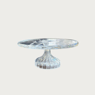 Marquis by Waterford Brookside 11-inch crystal footed cake plate – new in box, lead crystal serveware for dessert or display.