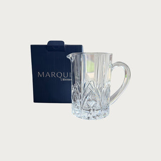 Marquis by Waterford Brookside 7-inch crystal pitcher with a handle – new in box, cut crystal glassware for serving or display.