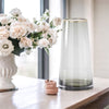 Medium Gold Rimmed Smokey Gray Glass Vase