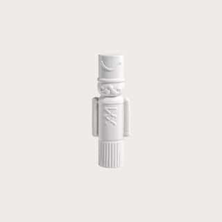 Medium matte white decorative ceramic soldier – modern holiday nutcracker décor.