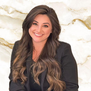 Meet the Team Madi, head of social media and ordering  at Third & Main. Woman with long brown hair smiling against a marble background