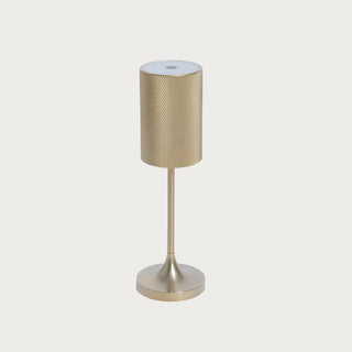  Mini FACET rechargeable mini table light, brushed gold finish, faceted shade, cordless LED lamp with adjustable brightness and warm/cool light modes.