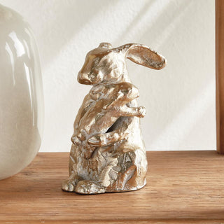 A visual metaphor of a mother's love in a white ash gold finish, this rabbit sculpture is an endearing accent for Spring or all year round. Third & Main, Home Decor, Seasonal Spring Decor, Spring Decor, Easter Decor, Contemporary, Modern Traditional