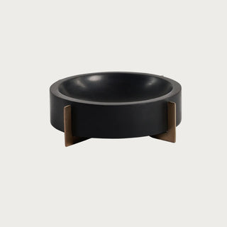 Nairobi Black Marble Bowl with Brush Gold