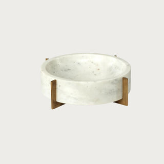 Nairobi White Marble Bowl with Brush Gold