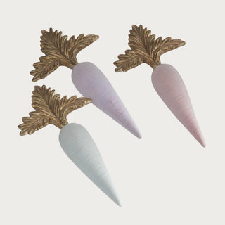 Pastel Flocked Carrots with Gold Tops - Sold Individually (Choose Your Color)-Easter Decor-Third & Main-Pink-Third &amp; Main