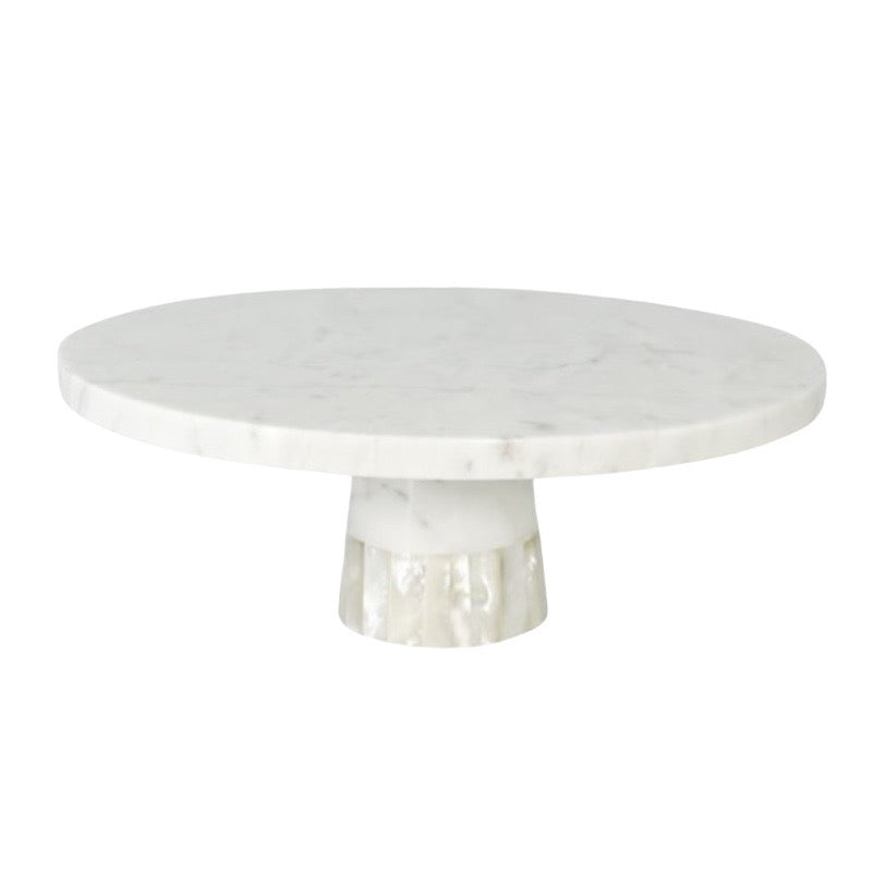 White Marble with Mother of Pearl Cake Pedestal