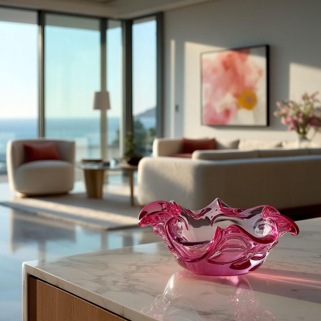 Pink Glass Abbie Bowl |3.5 Sculptural Decorative Bowl – Third & Main