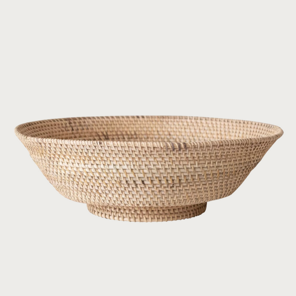 18" Hand-Woven Rattan Footed Bowl