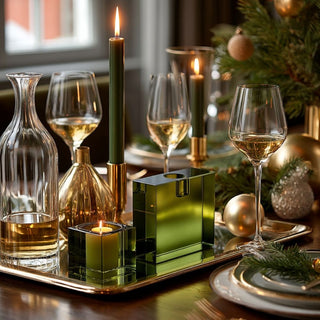 Rectangular Crystal Glass Taper Holder