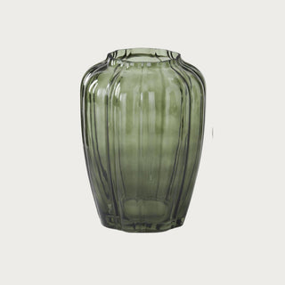 Scalloped_Green_Glass_Tall_10H_x_7.25W_x_7.25D for floral stems and hoe decor 