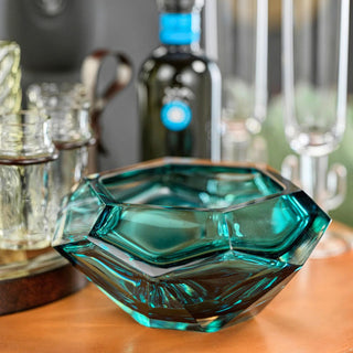 Sea Blue Cut Glass Bowl, Third & Main, Home Decor, Spring Decor, Summer Decor, Everyday Decor, Luxury Living, Luxury Decor, Contemporary Decor, Handmade