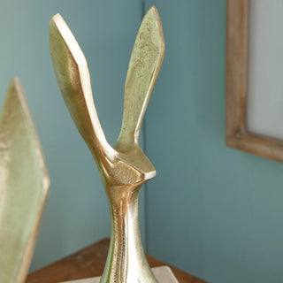 Set of 2 Gold Jackrabbits Objects, Made of metal and gold in color, these jackrabbits are adorable! they have a contemporary style look to them but will go with nearly any decor style. Third & Main, Easter Decor, Bunny, Decorative Object, Contemporary Decor, Spring Decor, Luxury decor