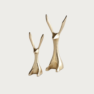 Set of 2 Gold Jackrabbits Objects, Made of metal and gold in color, these jackrabbits are adorable! they have a contemporary style look to them but will go with nearly any decor style. Third & Main, Easter Decor, Bunny, Decorative Object, Contemporary Decor, Spring Decor, Luxury decor