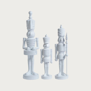 Set of three matte white resin decorative soldiers with modern sculptural design — minimalist holiday décor trio by Third & Main.