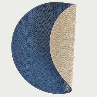 Set of 4 Faux Croc Reversible Textured Round Placemats, Blue & Taupe, Home Decor, Third & Main, Table Setting