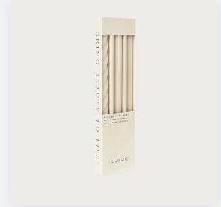 Set of three driftwood-colored unscented taper candles
