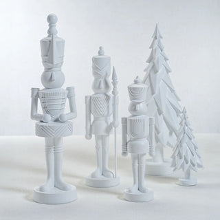 Set of three matte white resin decorative soldiers with modern sculptural design — minimalist holiday décor trio by Third & Main.