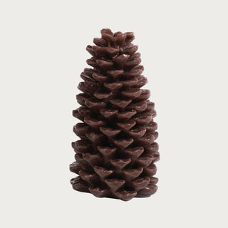 Set of two large pinecone-shaped candles with forest-inspired fragrance — lemon, pine, fir balsam, and patchouli scented decorative candles for winter home décor by Third & Main.