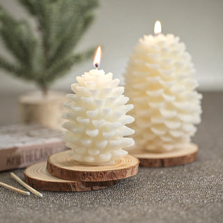 Siberian Fir Scented Cream Pinecone Candle - Large, Home Decor, Third & Main, Candles, Winter Decor, Christmas Decor
