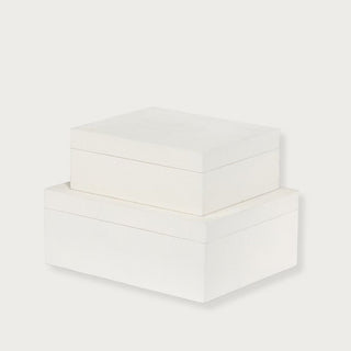 Set of two cream silk linen decorative boxes with textured finish, Home Decor, Third and Main, Decorative Item, Bookshelf Decor, Side Table Decor, Everyday Decor, Fall Decor, Modern Traditional Decor, Contemporary Decor, Luxury Living, Organizing