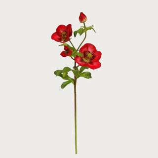 18-inch real touch red hellebores rose stem with lifelike petals and green foliage – realistic artificial floral stem for holiday, centerpiece, or year-round home décor.

