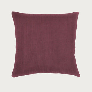 So Soft Linen Pillow in maroon, made in USA from pre-washed linen, available in 18 to 24-inch sizes with  down alternative insert. 