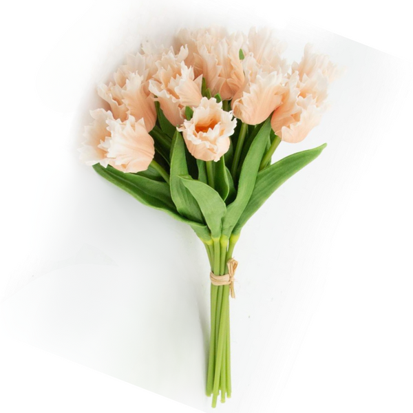 Real Touch Peach Parrot Tulips, 12 Stem