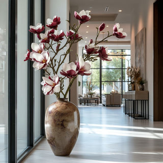 Styled in a vase, 32" Burgundy and White Tree Magnolia Spray