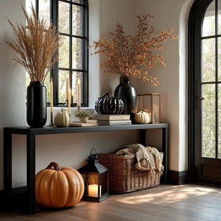 Styled Bronze ceramic pumpkin-shaped bowl with a curved stem lid, perfect for elegant fall decorating or serving seasonal treats. Modern Farmhouse, Fall Decor