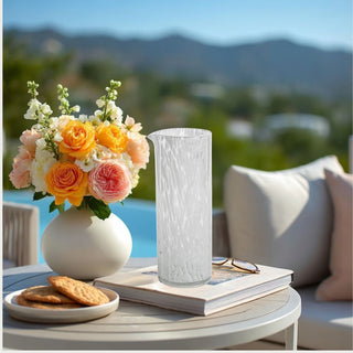  White & Clear Tortoise Glass Pitcher/Vase