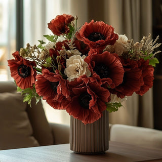 Styled in a vase 12.5_Real_Touch_Dark_Orange_Poppy_Bundle