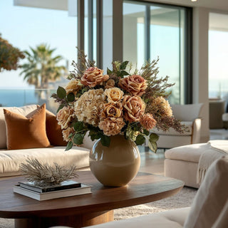 Styled in an Arrangement 29.5" Tan w/ Orange True Bloom Real Touch Rose Stem by Third & Main