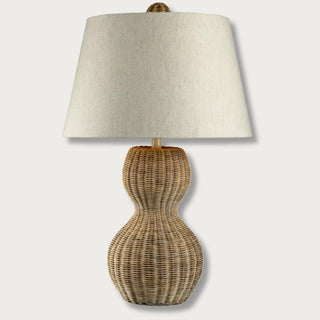 Sycamore Hill Table Lamp - 26"H, Linen, Rattan, Home Decor, Third & Main, Lights, Lamps, Lighting