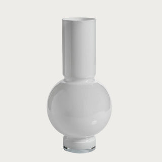 Tall 19.75" Glossy Opal White Glass Modern vase