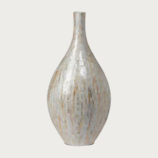 tall mother of pearl floor vase with luminous shell mosaic pattern for luxury entryway and living room styling