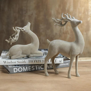Taupe Velvet Sianding Deer, Third & Main, Luxe Decor, Luxury Holiday Decor, Winter Decor, Home Decor, Contemporary