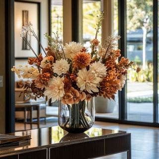 Textural autumn puff floral stem home décor