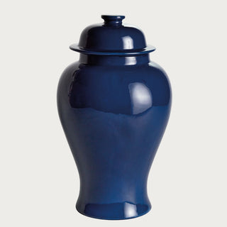 20.25" High Dark blue ceramic ginger jar with lid, decorative accent jar in a classic silhouette. Home Decor, Third & Main, Fall Decor, Modern Farmhouse Decor, Modern Traditional Decor, Luxury Decor