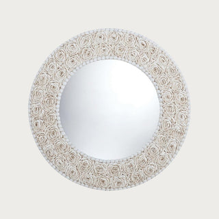 The Marseille Mirror, The soft, neutral tones of the shells add a gentle, organic warmth, making the mirror as much a work of art as it is a functional accent. Round Shape Mirror, Third & Main, Home Decor, Summer Decor, Summer Mirror, Seashell, Hand Made, Handmade
